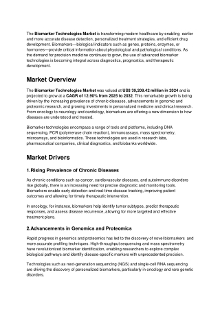 Biomarker Technologies Market :  Size, Trends, and Growth Analysis 2032