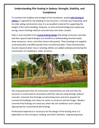 Understanding Pile Footing in Sydney Strength, Stability, and Compliance