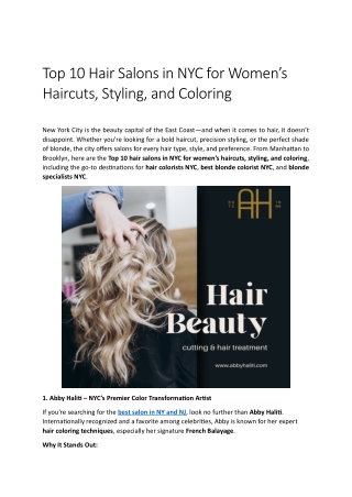 Top 10 Hair Salons in NYC for Women