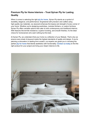 Premium Ply for Home Interiors – Trust Sylvan Ply for Lasting Quality