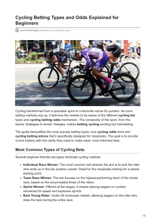 Cycling Betting Types and Odds Explained for Beginners