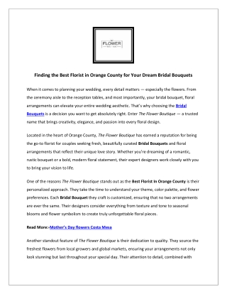 Finding the Best Florist in Orange County for Your Dream Bridal Bouquets