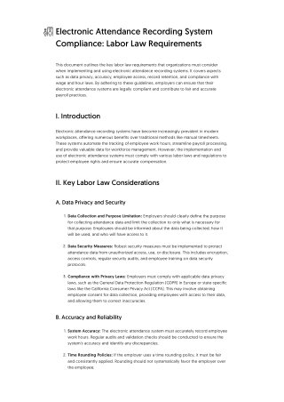 Electronic Attendance Recording System Compliance_ Labor Law Requirements