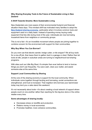 Why Sharing Everyday Tools Is the Future of Sustainable Living in New Zealand