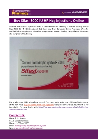 Buy Sifasi 5000 IU HP Hcg Injections