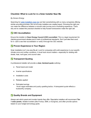 Checklist_ What to Look for in a Solar Installer Near Me