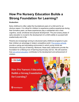 How Pre Nursery Education Builds a Strong Foundation for Learning