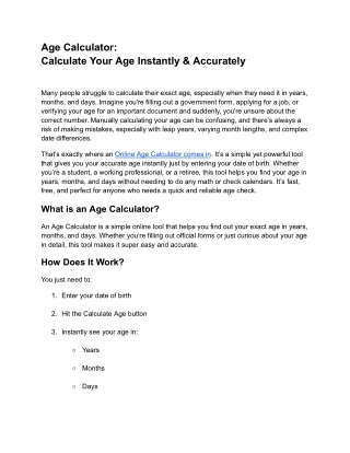Age Calculator Tool