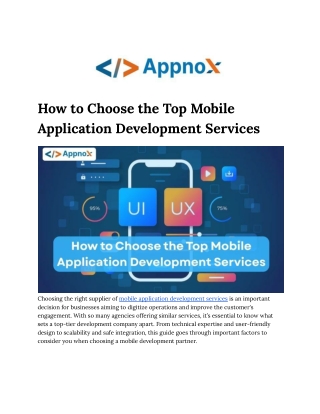 How to Choose the Top Mobile Application Development Services