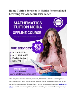 Home Tuition Services in Noida-Qualified teachers for all subjects