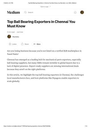 Precision That Moves the World – Trusted Ball Bearing Exporters from Chennai