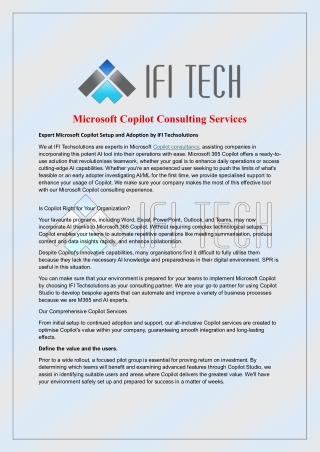 Expert Microsoft Copilot Setup and Adoption by IFI Techsolutions