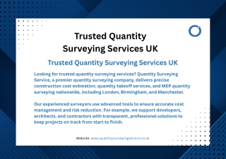 Expert Quantity Surveying Services UK
