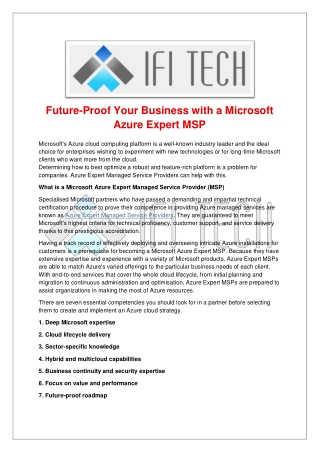 Future-Proof Your Business with a Microsoft Azure Expert MSP