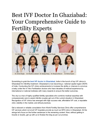 Best IVF Doctor in Ghaziabad | World Fertility Services