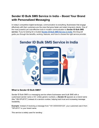 Sender ID Bulk SMS Service in India – Boost Your Brand with Personalized Messaging