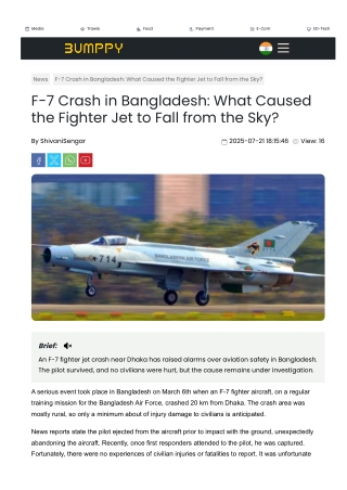 Dhaka Jet Drama: Bangladesh Air Force F-7 Suffers Mid-Air Emergency