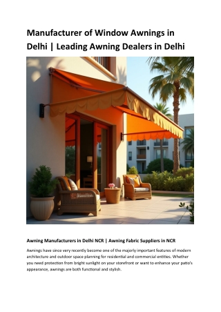 Manufacturer of Window Awnings in Delhi