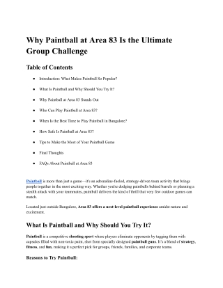 Why Paintball at Area 83 Is the Ultimate Group Challenge