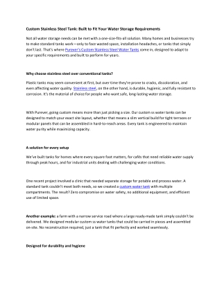 Custom Stainless Steel Tank