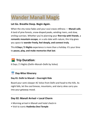 Wander Manali Magic