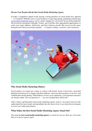 Elevate Your Brand with the Best Social Media Marketing Agency