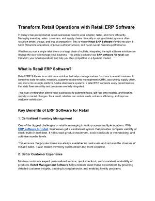 Transform Retail Operations with Retail ERP Software | Focus Softnet