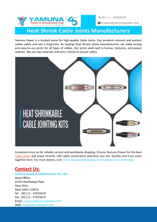 Heat Shrink Cable Joints Manufacturers