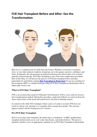 FUE Hair Transplant Before and After