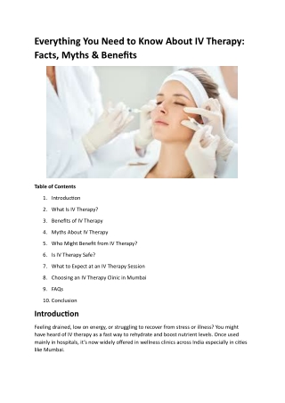 Everything You Need to Know About IV Therapy Facts, Myths & Benefits