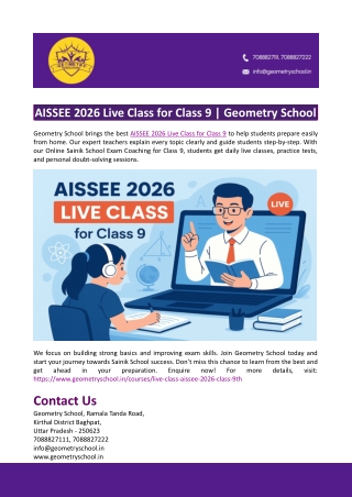 AISSEE 2026 Live Class for Class 9