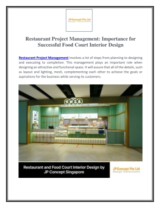 Restaurant Project Management - Importance for Successful Food Court Interior Design