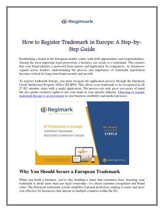 How to Register Trademark in Europe A Step-by-Step Guide