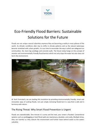 Eco-Friendly Flood Barriers for Smart, Sustainable Safety