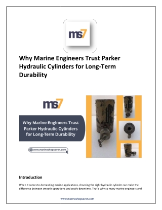 Why Marine Engineers Trust Parker Hydraulic Cylinders for Long-Term Durability