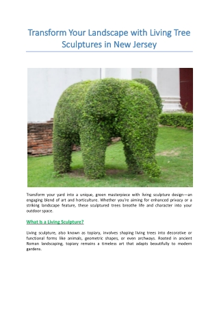 Transform Your Landscape with Living Tree Sculptures in New Jersey