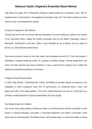 Bolsover Castle: Where History Meets Elegance