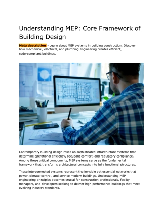 Understanding MEP - Core Framework of Building Design