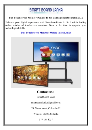 Buy Touchscreen Monitors Online In Sri Lanka  Smartboardlanka.lk