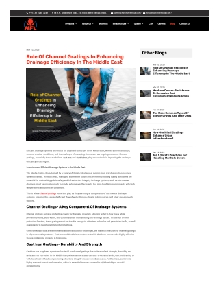 role of channel gratings in enhancing drainage efficiency in the middle east