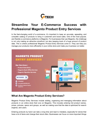 Streamline Your E-Commerce Success with Magento Product Entry Services