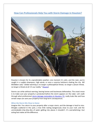 Storm Damage Restoration in Houston, TX | Fast Repairs