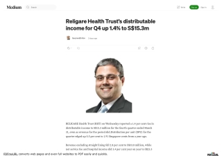 Religare Health Trust's distributable income for Q4 up 1.4% to S$15.3m