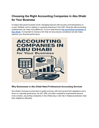 Choosing the Right Accounting Companies in Abu Dhabi for Your Business