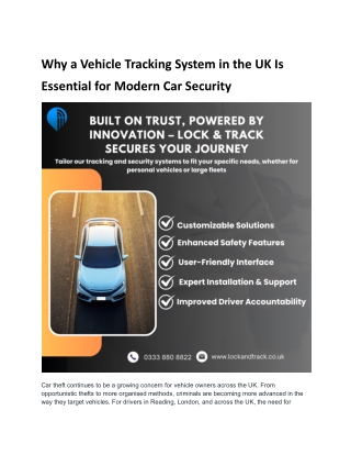 Vehicle Tracking System in the UK for Car Security