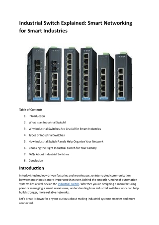 Industrial Switch Explained Smart Networking for Smart Industries