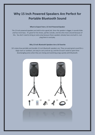 Why 15 Inch Powered Speakers Are Perfect for Portable Bluetooth Sound