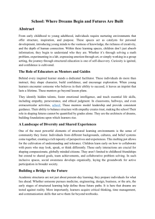 School: Where Dreams Begin and Futures Are Built