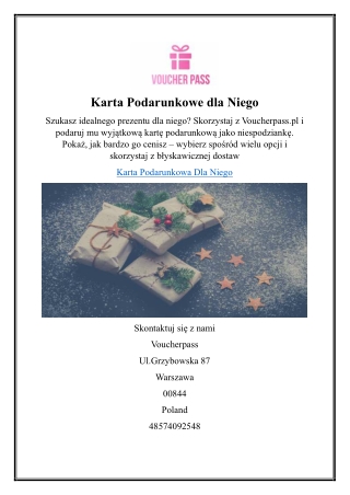 Karta Podarunkowe dla Niego
