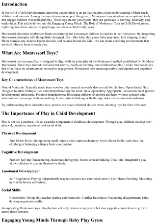 Engaging Young Minds: The Role of Montessori Toys in Child Development